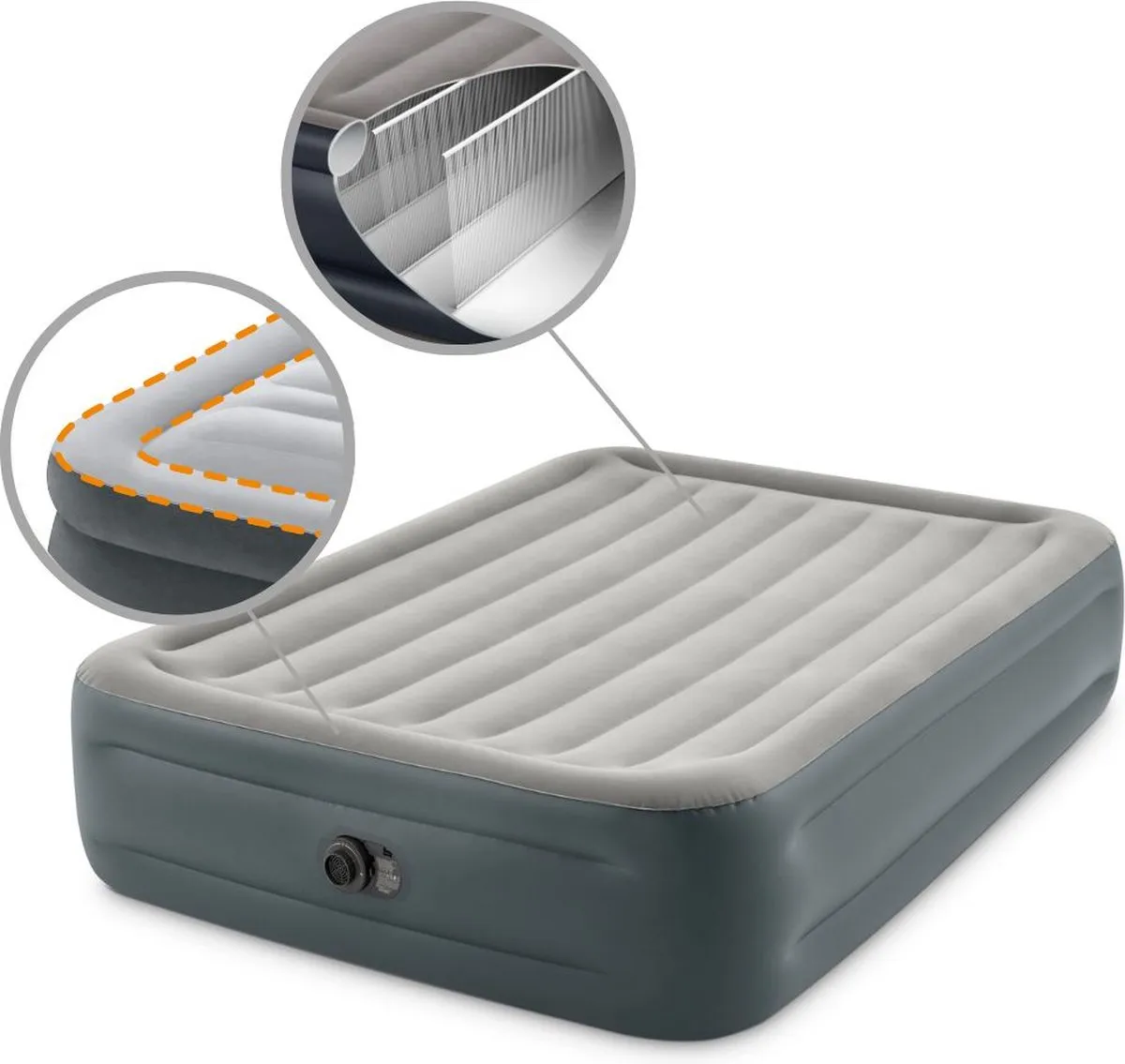 Intex Essential Rest Luchtbed 2 Persoons GKD - 203x152x46cm - Lichtgrijs