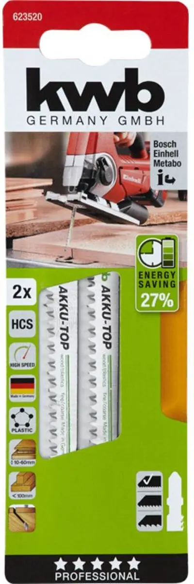 KWB 623520 Decoupeerzaagblad HCS - 2 Stuks