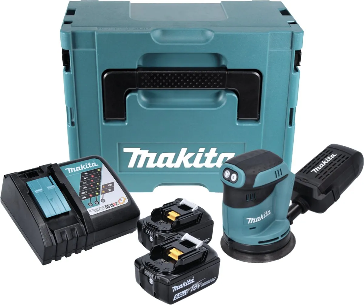 Makita DBO180RTJ Excenterschuurmachine 125mm - 2x 5.0Ah
