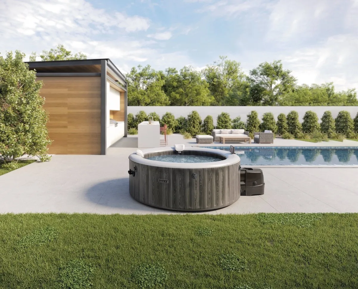 Intex PureSpa Greywood Bubble Deluxe 4p - 196cm 795L - 140 Jets - Antraciet - afbeelding 3 van 4