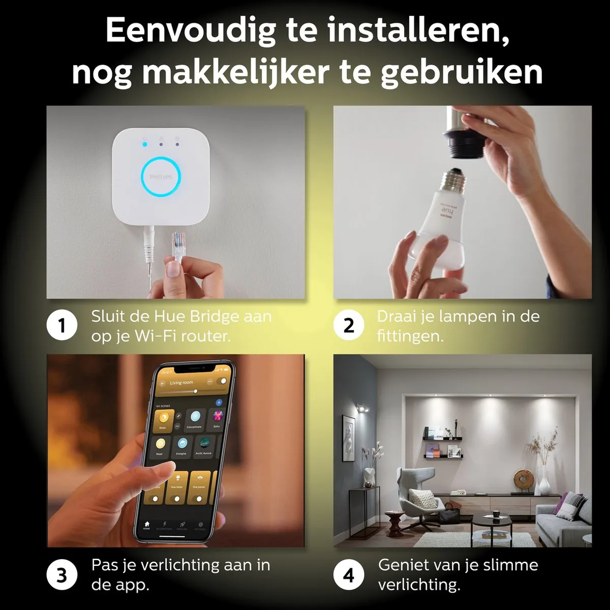 Philips Hue Starterspakket GU10 - 6 Spotjes + Bridge - Warm tot Koelwit