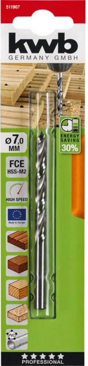 KWB Hout-Spiraalboor 7mm - 109mm - Metaal - afbeelding 6 van 6