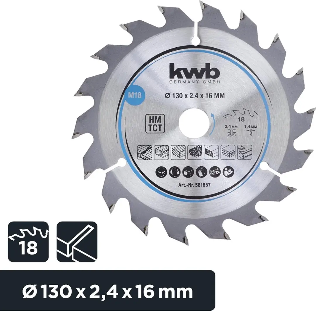 KWB Cirkelzaagblad 130mm - 18 Tanden - 16mm As