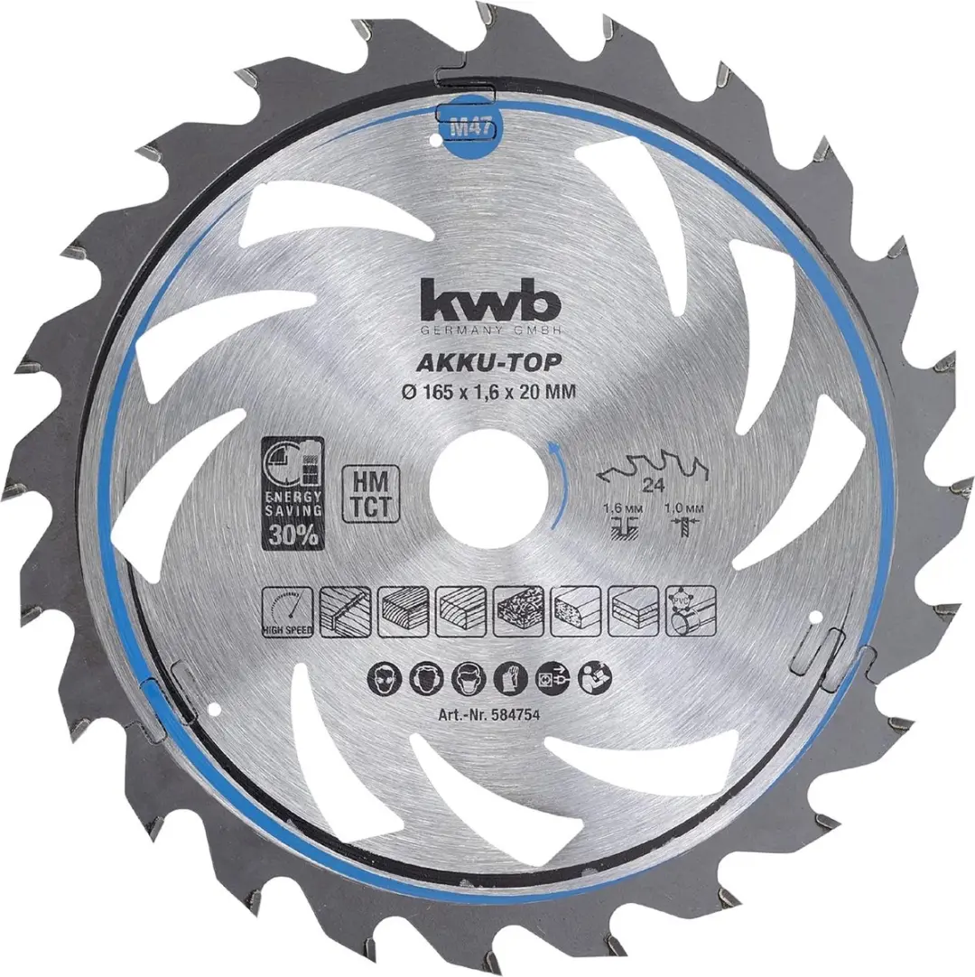 KWB Cirkelzaagblad HM 165x20mm 24T