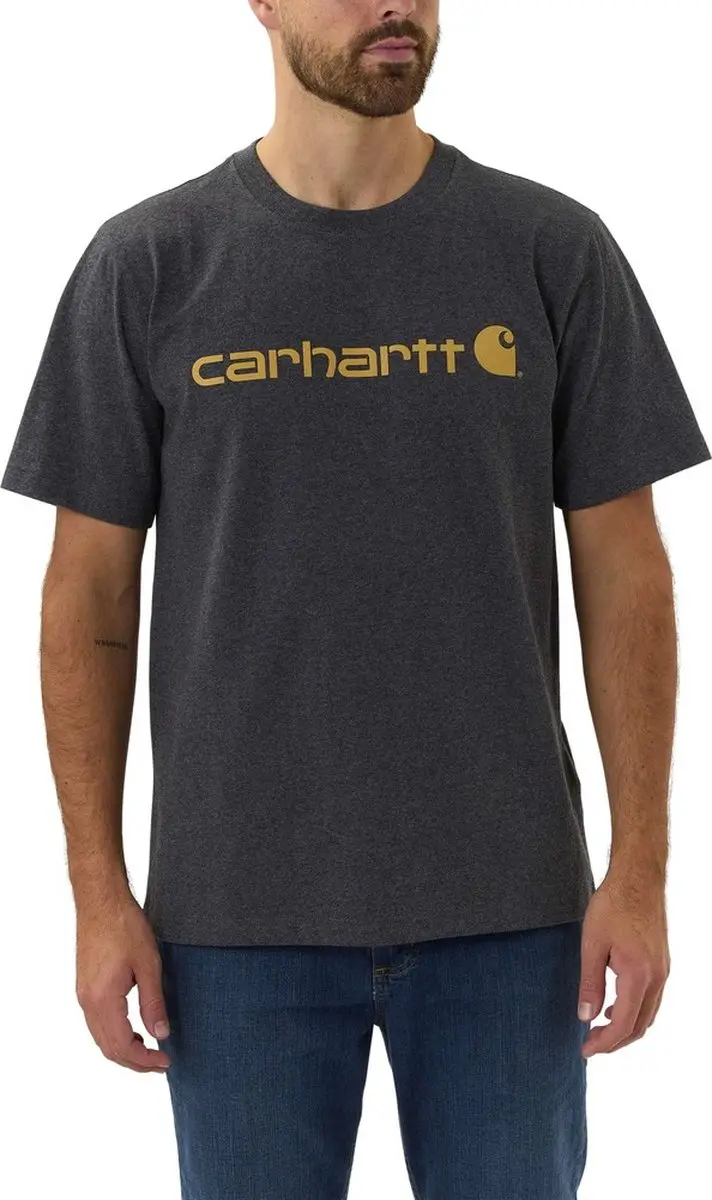 Carhartt Core Logo Carbon Heather T-shirt Heren