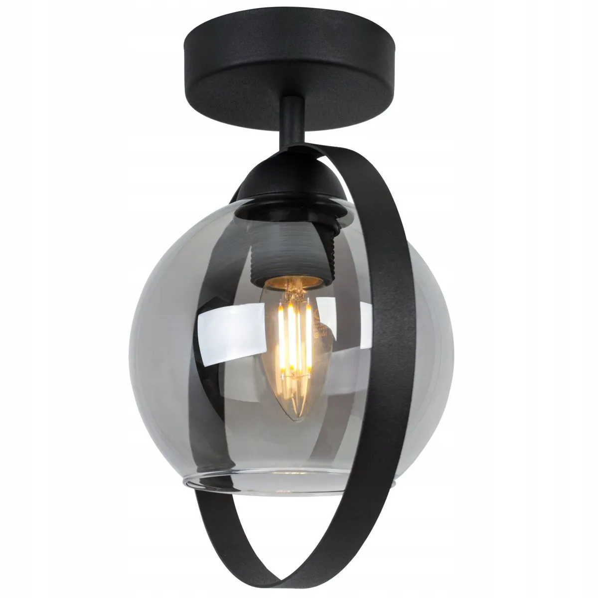 Ring Haga Plafondlamp - Grafiet Glas, Zwart Metaal