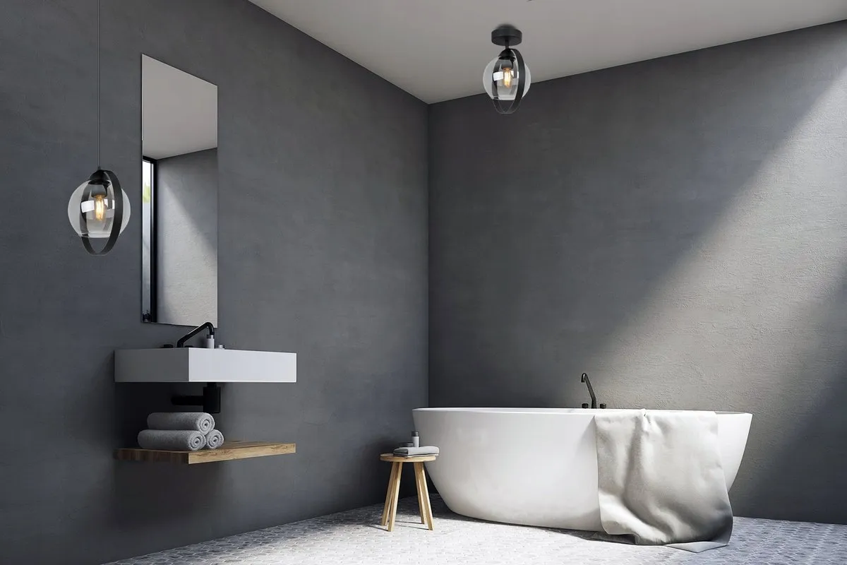 Ring Haga Plafondlamp - Grafiet Glas, Zwart Metaal
