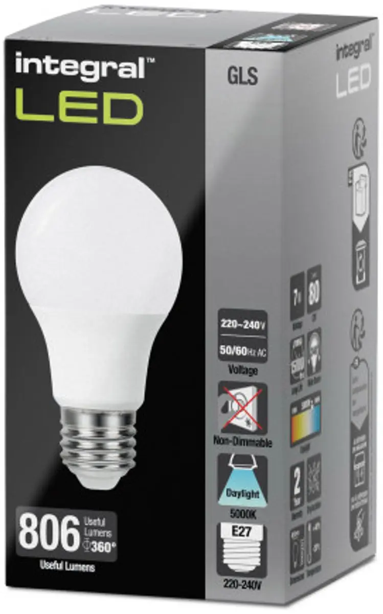 Integral E27 LED A60 7W 806lm 5000K - 5 Stuks