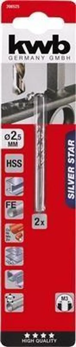 KWB HSS Metaalboor Silver Star 2.5 - 2mm - 2 Stuks