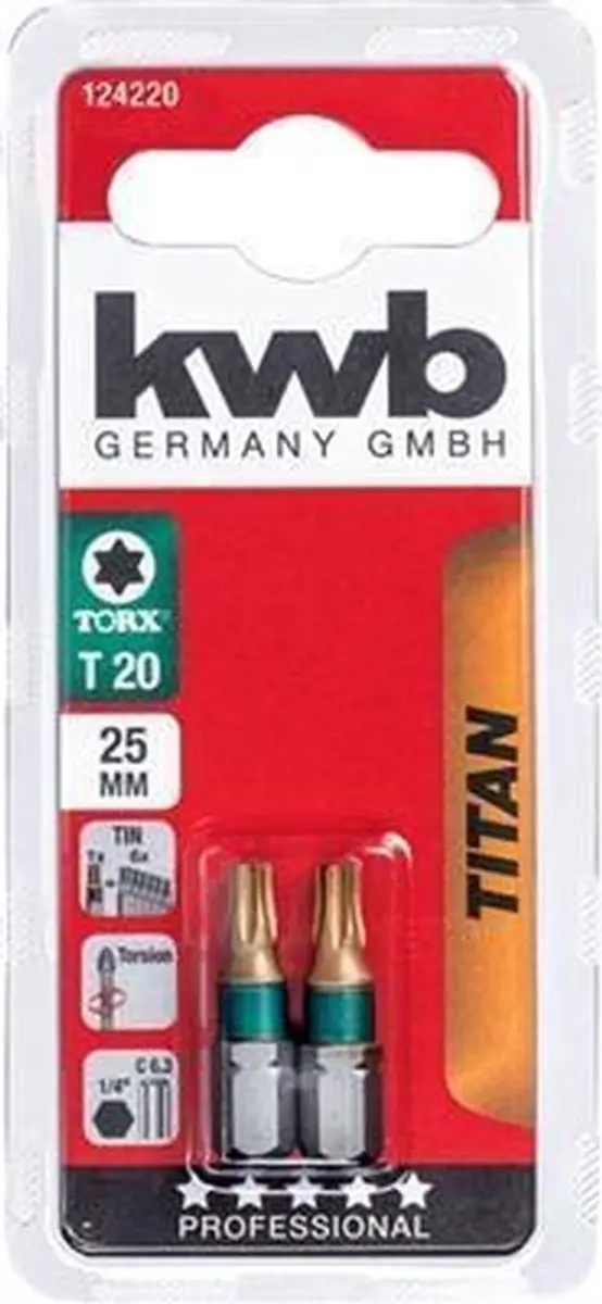 KWB Schroefbit Torx T20 Titaan 25mm - 2 Stuks