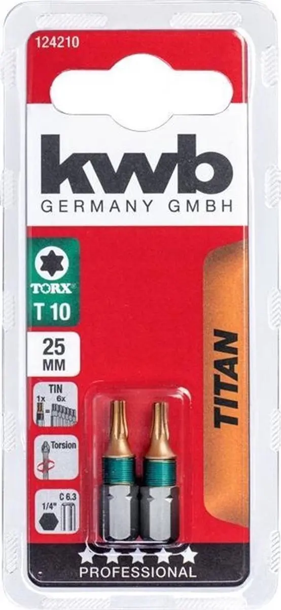 KWB Schroefbit Torx T20 Titaan 25mm - 2 Stuks