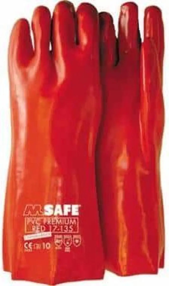 Oxxa PVC-Chem Handschoen Rood - 12 paar - 35 cm