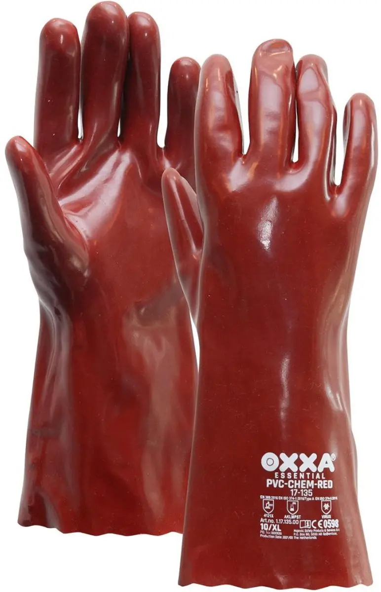 Oxxa PVC-Chem Handschoen Rood