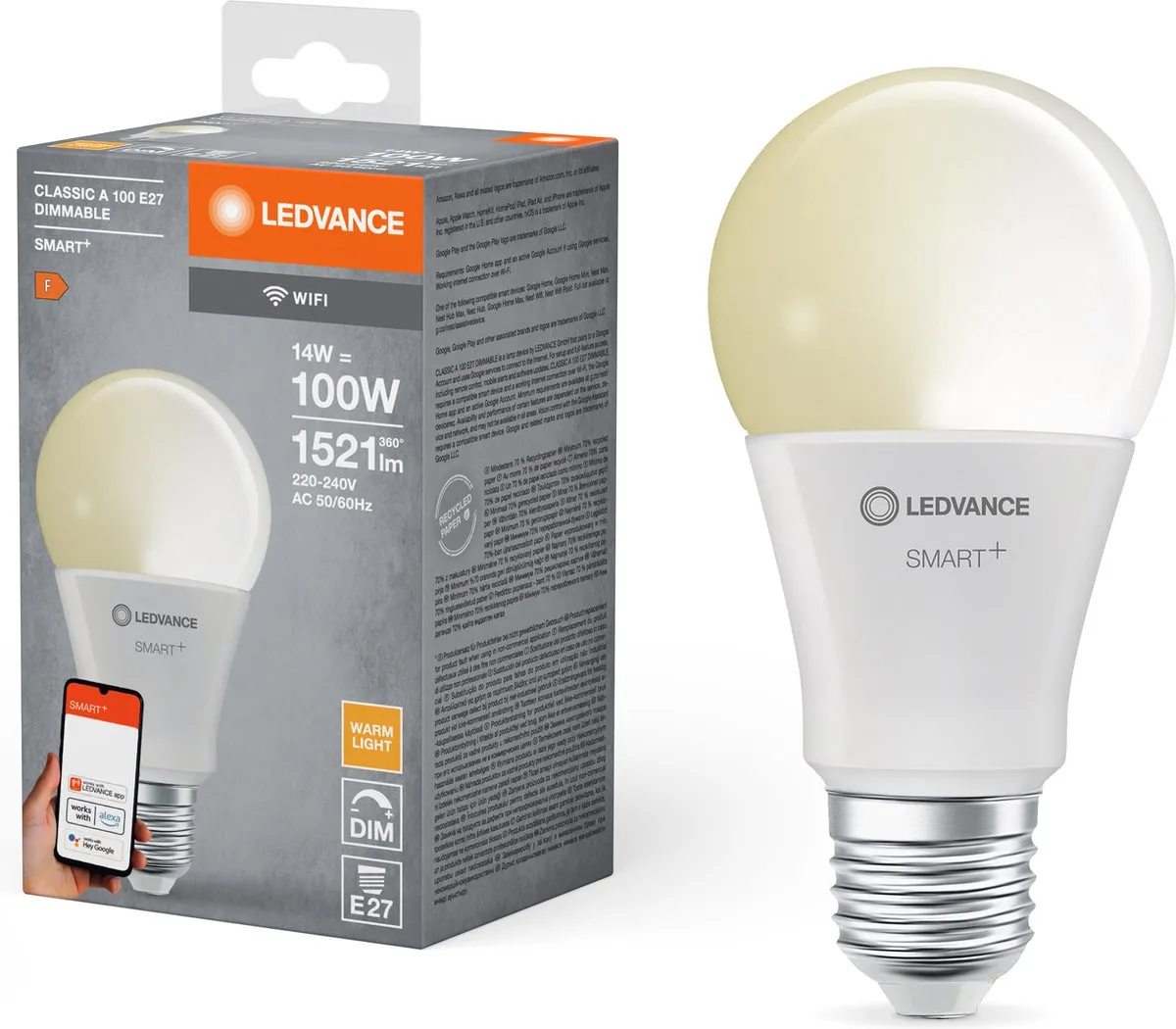 LEDVANCE SMART+ WIFI LEDlamp 14W 1521lm - 2700K Warmwit