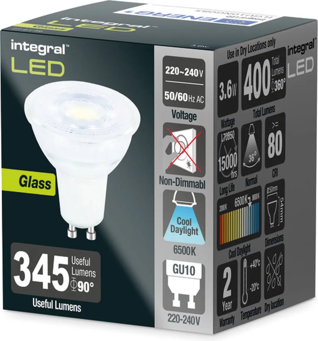 Integral Spot GU10 4.7W Daglicht 6000K - Helder wit