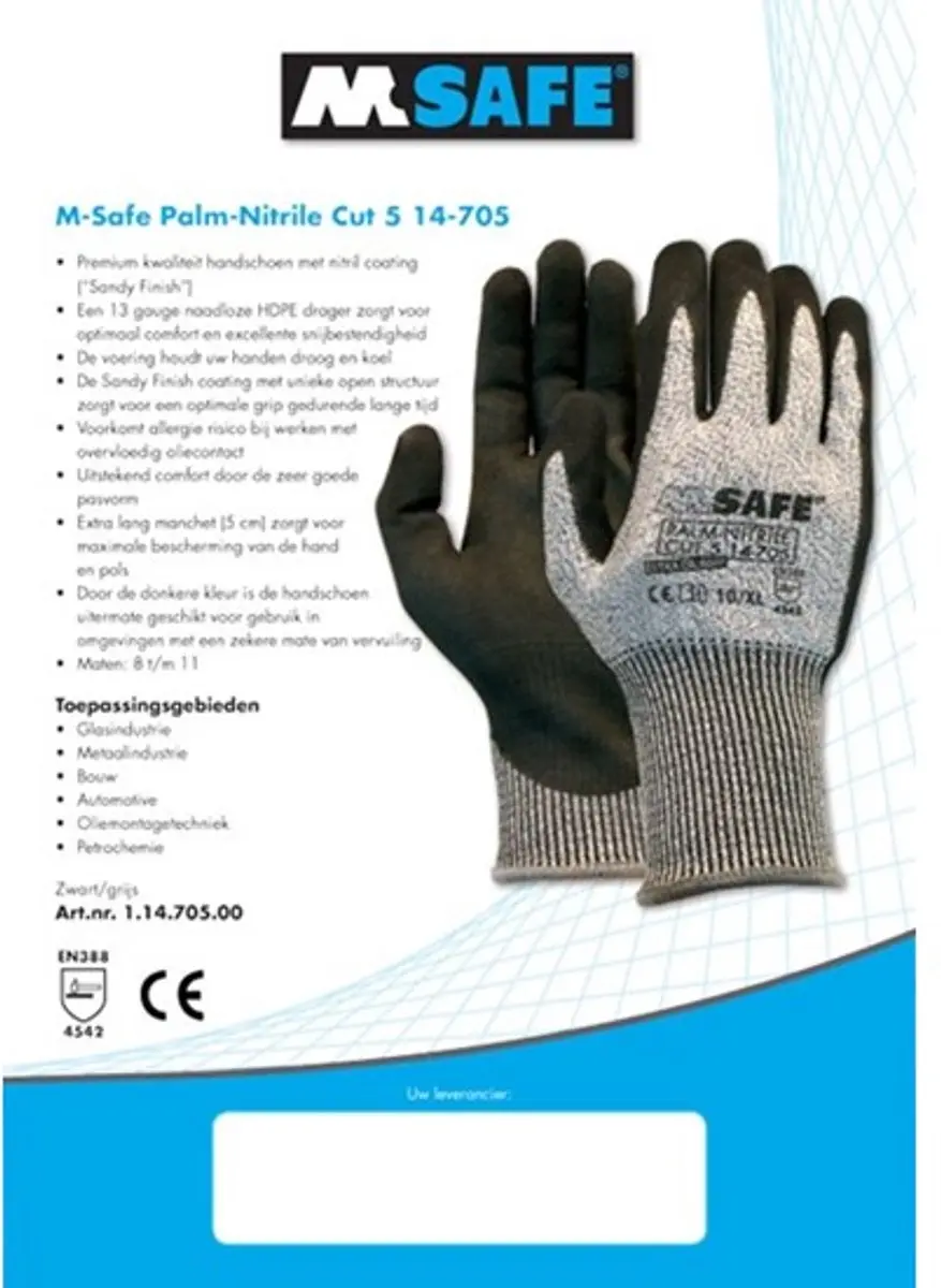 Oxxa Protector 14-705 Handschoen Snijklasse D - L - Zwart/Grijs