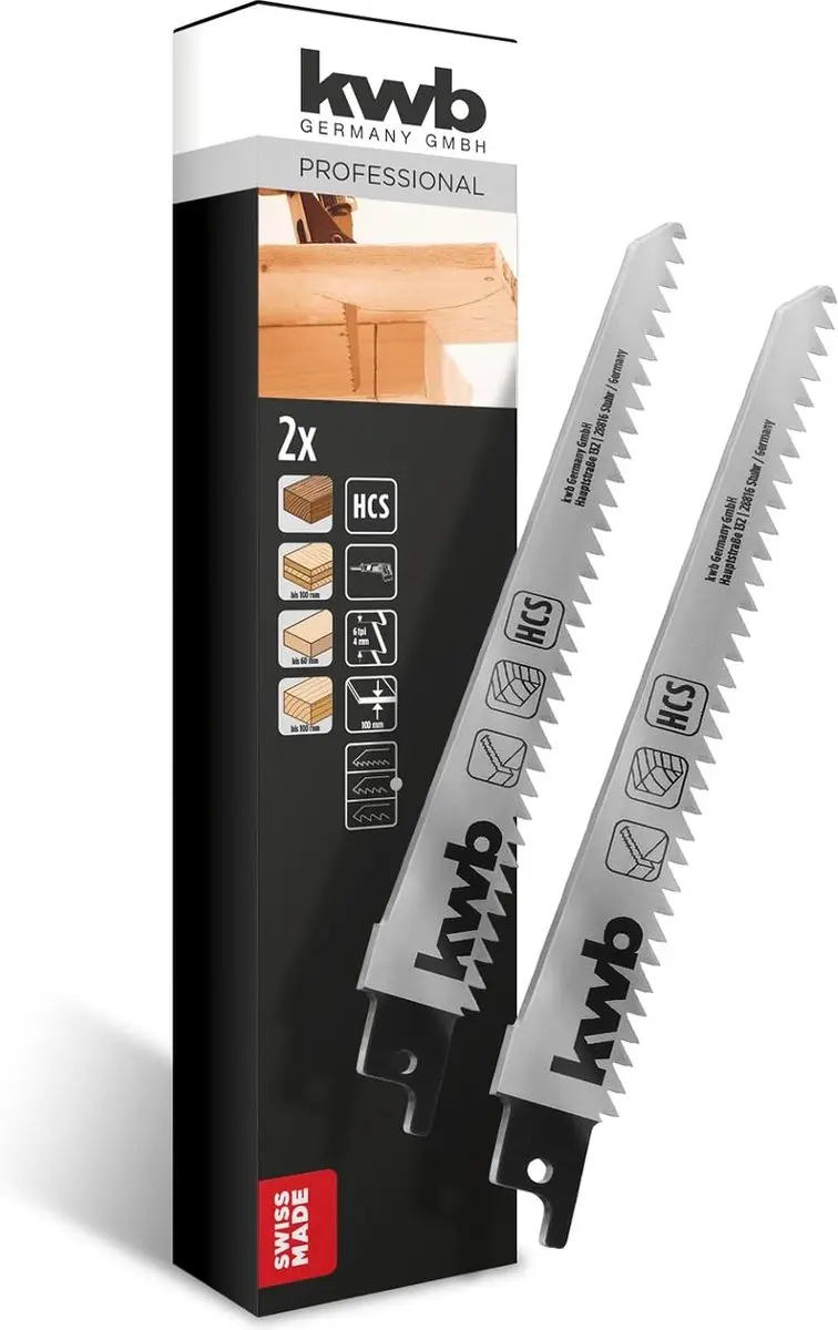 KWB Reciprozaagblad HCS-staal 100mm Hout