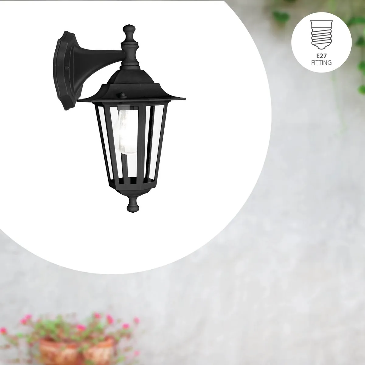 Eglo Laterna 4 Wandlamp Buiten E27 - 35cm - Zwart