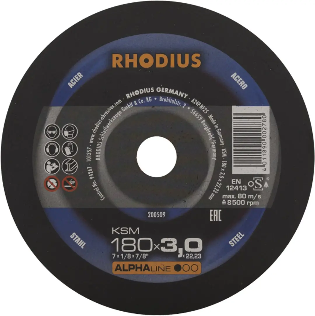Rhodius KSMFT 200509 Doorslijpschijf 180mm - Metaal