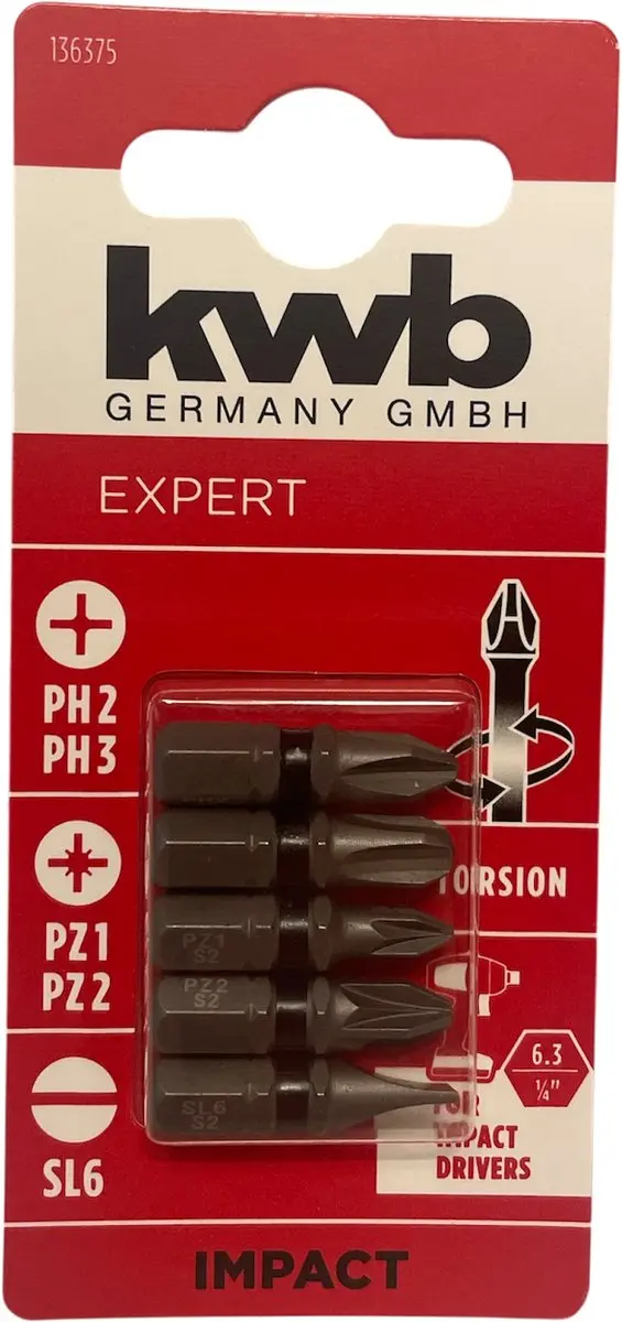 KWB 5-delig Torsion Bitset PH/PZ/SL S2