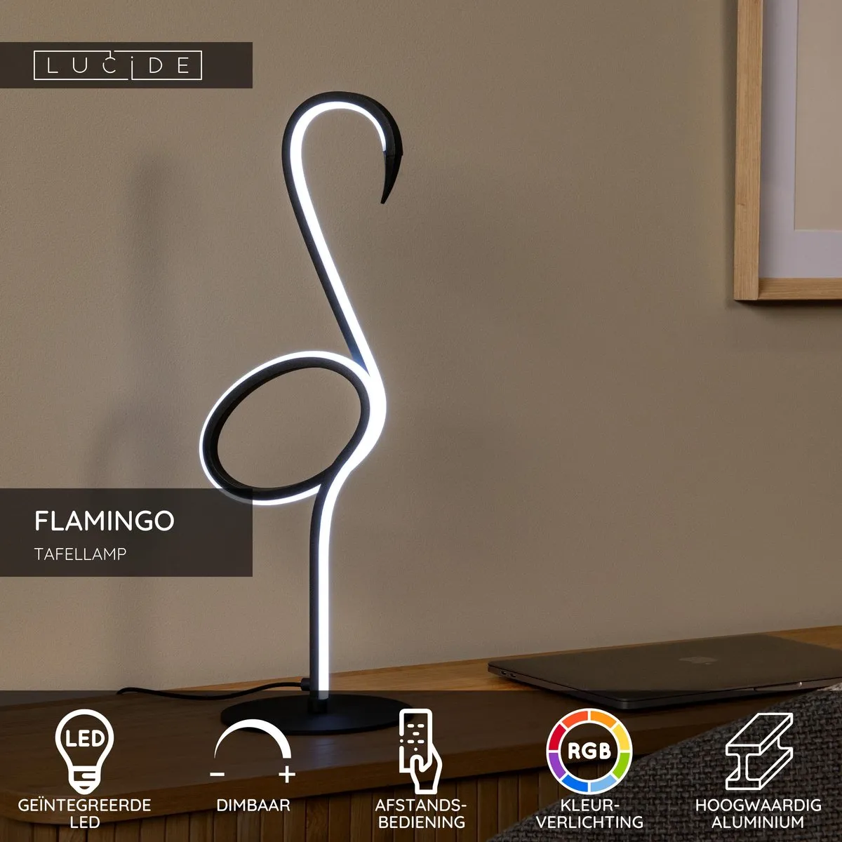 Lucide Flamingo LED Tafellamp - RGB Multicolor - 15cm