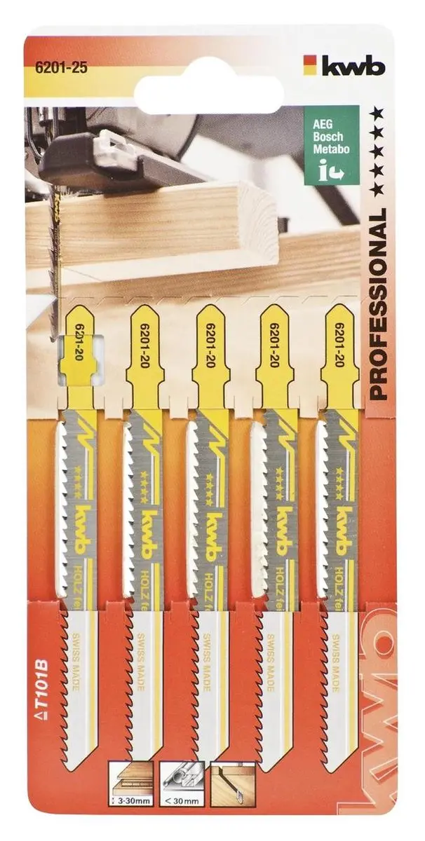 KWB Decoupeerzaagbladen Houtbewerking Fijn 6201-25 - 5 Stuks