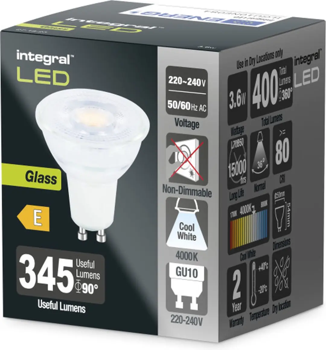 Integral Spot GU10 3.6W Koel Wit - Mat Glas