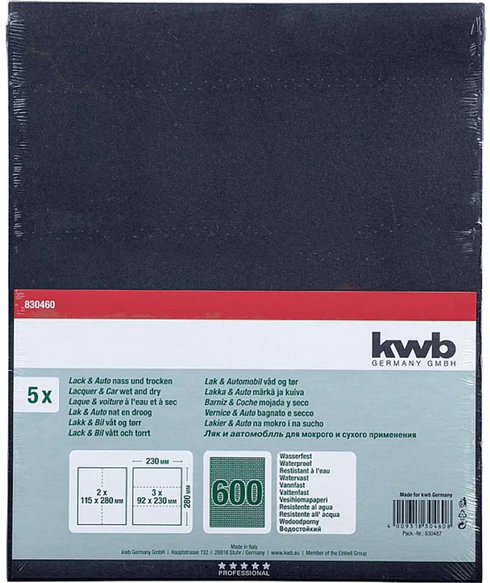 KWB Schuurvellen Waterproof Korrel 600 - 5 Stuks