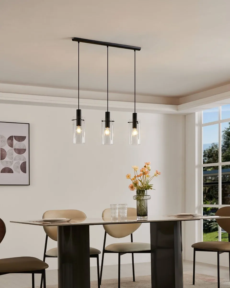 Eglo Montefino Hanglamp 5-lichts - Zwart/Glas