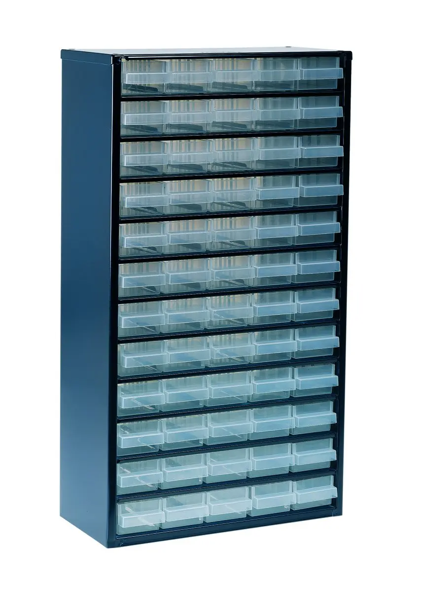 Raaco Ladekast 60 Lades - Metaal - 150x306x552mm - Blauw/Transparant