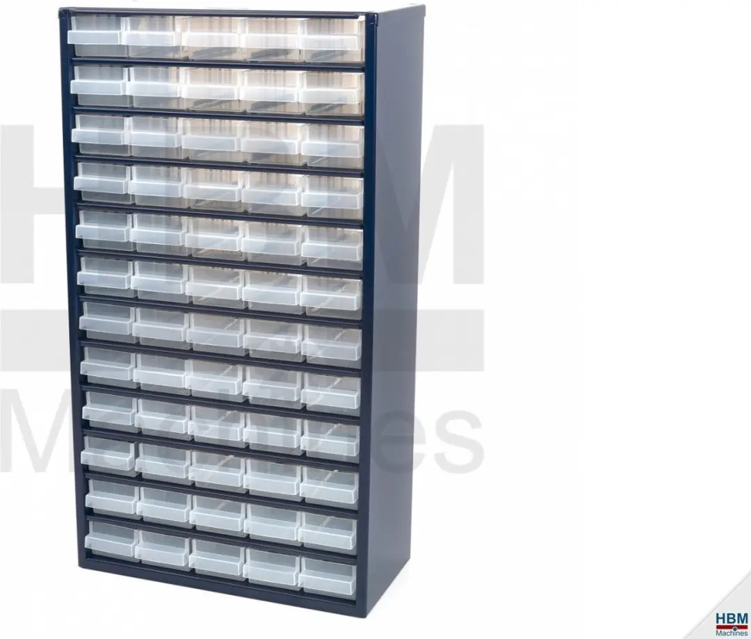 Raaco Ladekast 60 Lades - Metaal - 150x306x552mm - Blauw/Transparant