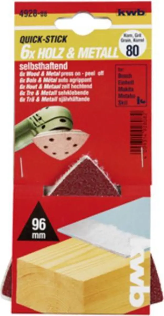 KWB Schuurschijf Delta 93x93mm Korrel 180 - 5 Stuks