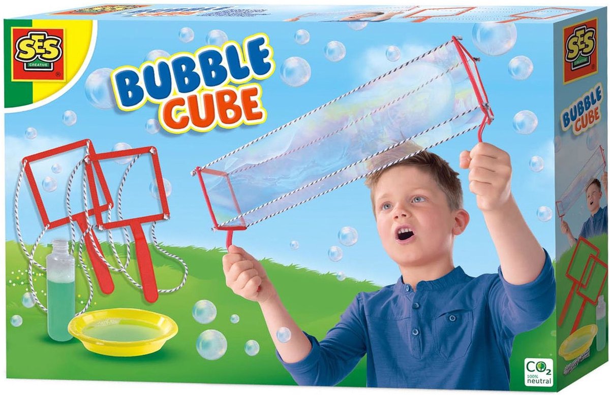 SES - Bubble kubus - bellenblaas voor vierkante bellen - inclusief bord en bellenblaassop