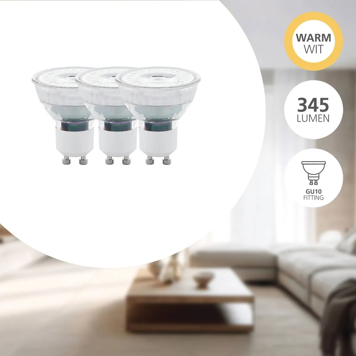 Eglo LED Lamp GU10 4.5W Warm Wit - Set van 3