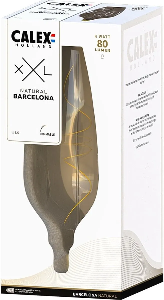 Calex Barcelona XXL Rookglas E27 LED Lamp 4W - 1800K