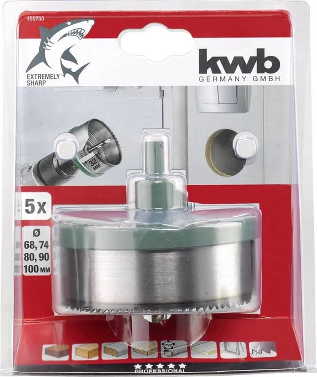KWB Gatenzaag 5-delig 4997-00 - Ø 68-100mm - Metaal