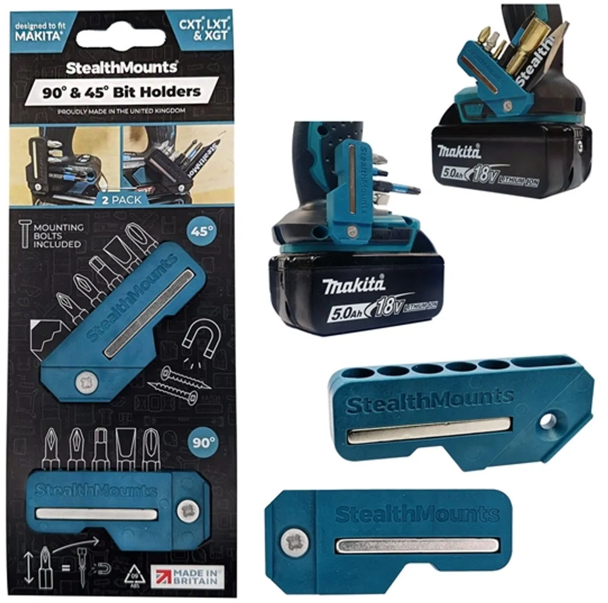 Makita Stealth Mount 4590 Bithouder - 2 Stuks - Teal