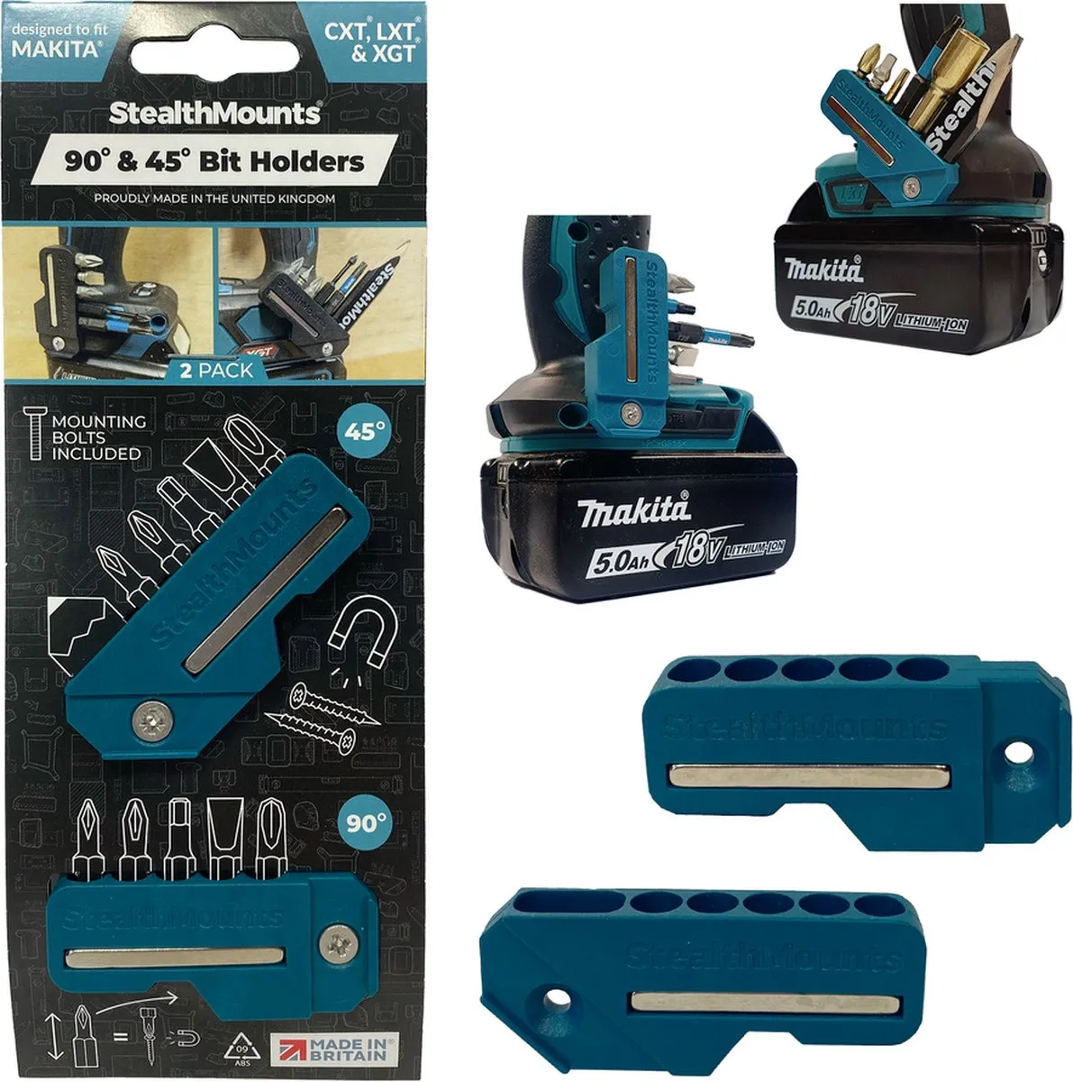 Makita Stealth Mount 4590 Bithouder - 2 Stuks - Teal