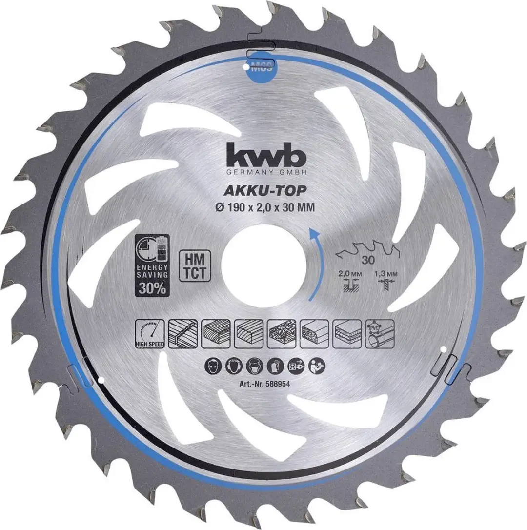 KWB 586954 Hardmetaal-cirkelzaagblad 190x30x1.3mm