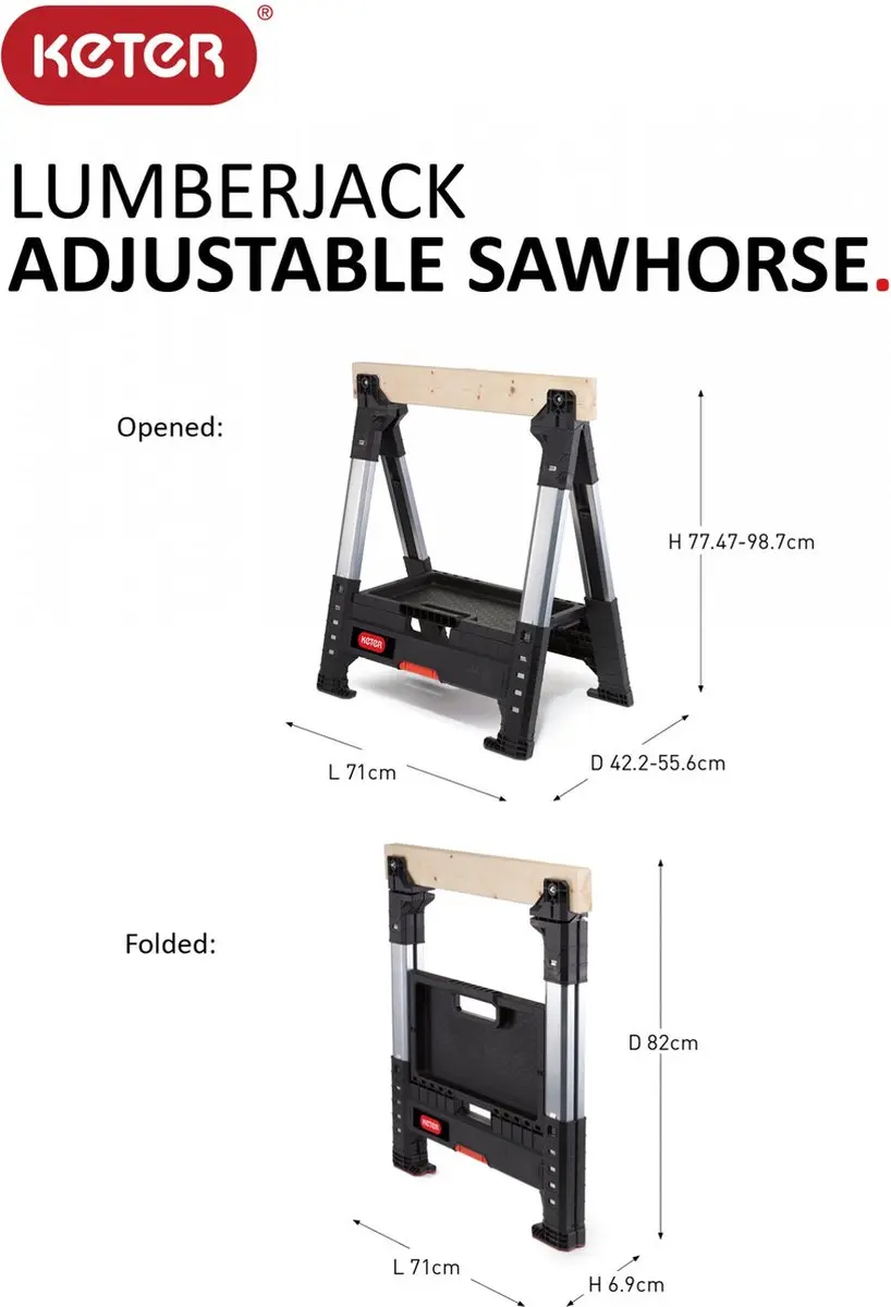 Keter Lumberjack Schraag 71x6,9x82cm - Zwart