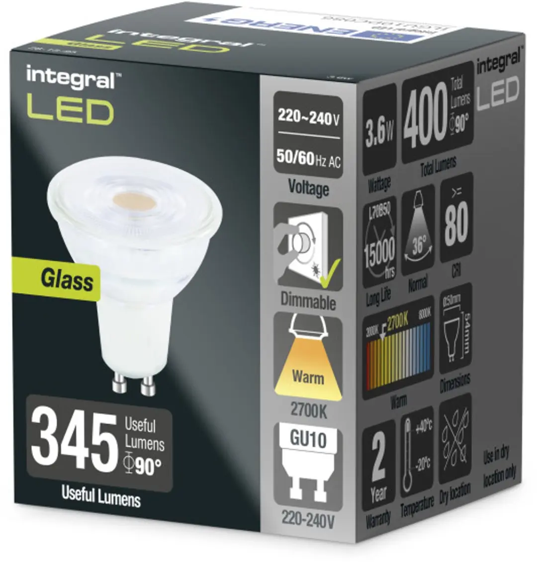 Integral GU10 LED Spot 5,6W 2700K - 3 Stuks