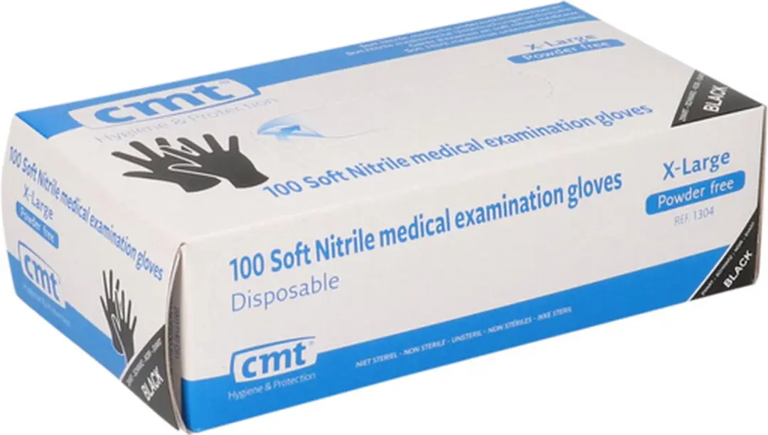 CMT Nitril Handschoenen Poedervrij XL - 100 Stuks - Zwart