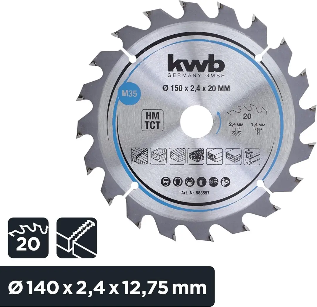 KWB Cirkelzaagblad 150mm - 20 Tanden - Geschikt zacht/hard hout - afbeelding 6 van 6