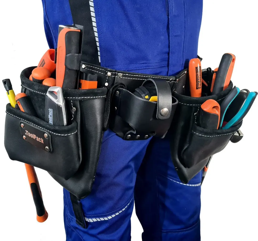 Toolpack Expert 366.000 Gereedschapsgordel - Lederen dubbele holster - Zwart