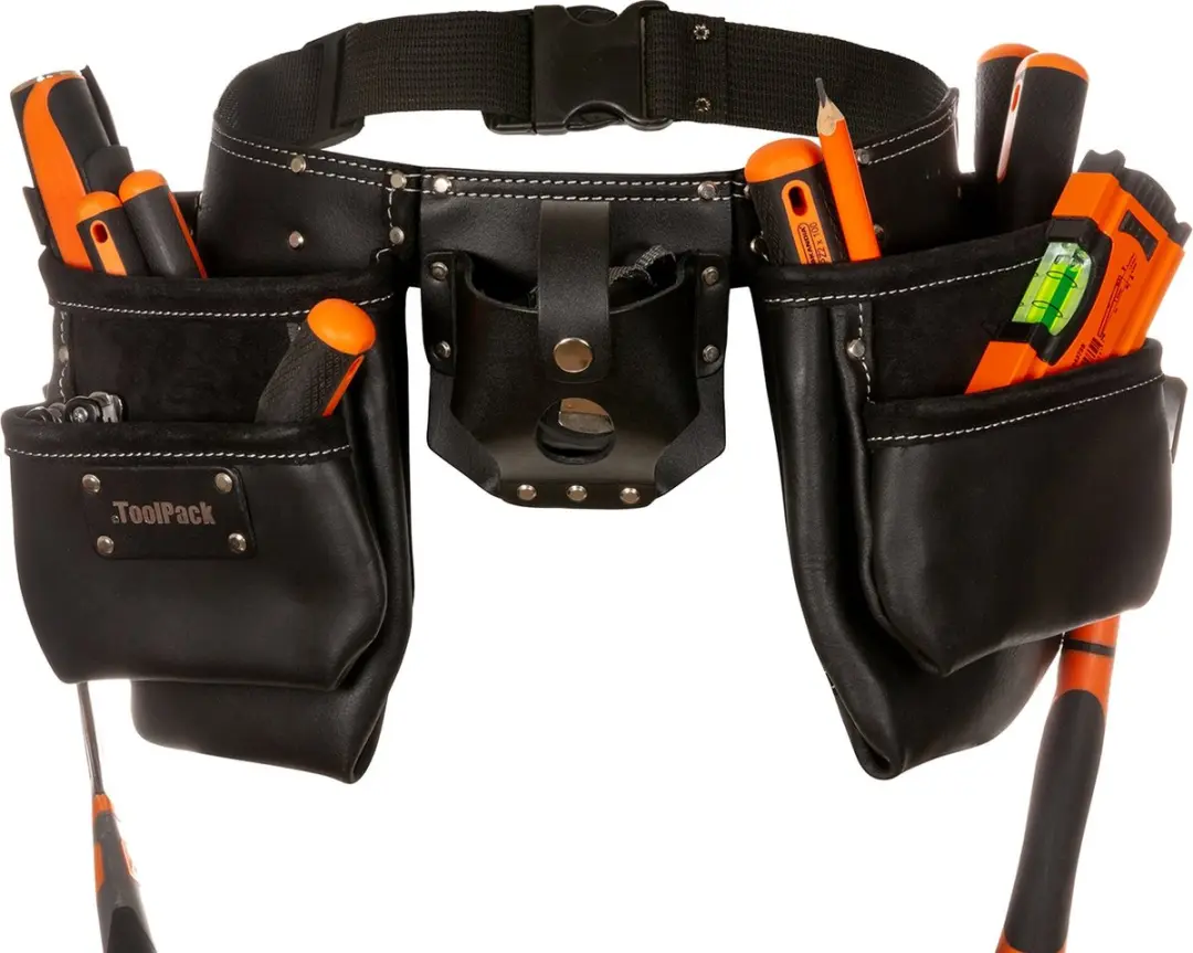 Toolpack Expert 366.000 Gereedschapsgordel - Lederen dubbele holster - Zwart