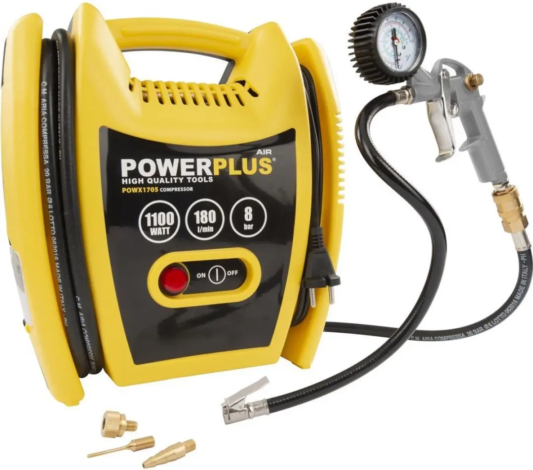 Powerplus POWX1705 Luchtcompressor 1100W - 8 bar - 3m slang