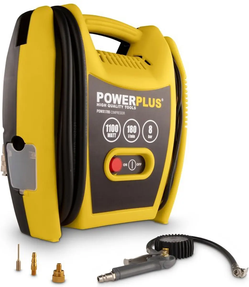 Powerplus POWX1705 Luchtcompressor 1100W - 8 bar - 3m slang
