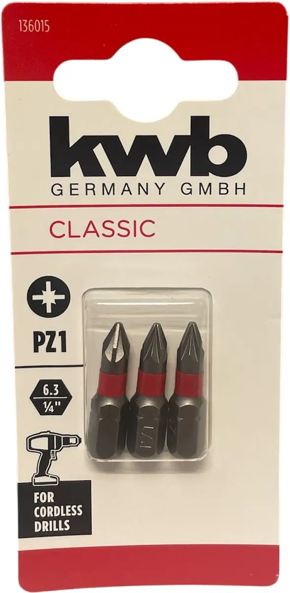 KWB 3 Bitjes PZ1 25mm