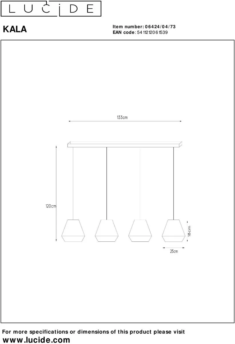 Lucide KALA Hanglamp 4xE14 - Taupe