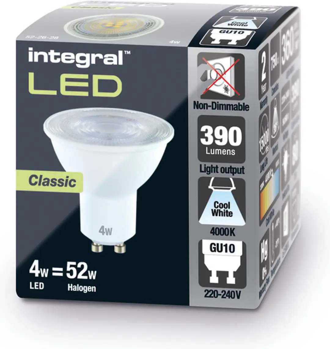 Integral GU10 LED Spot 3.4W 4000K Koelwit - Helder glas